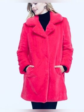 LARGE | Ricki’s: Faux Fur Winter Coat | Red-Pink
